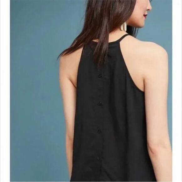 Cloth & Stone Anthropologie black halter tank with button up back size XS - Picture 4 of 8
